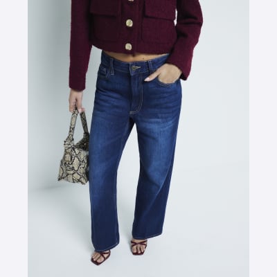 Petite Blue Denim Relaxed Straight Jeans