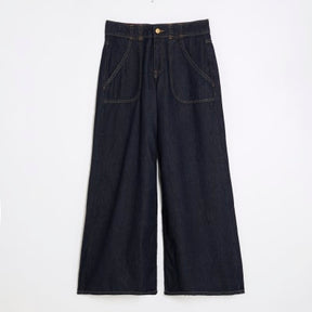 Petite Blue High Rise Baggy Wide Leg Jeans