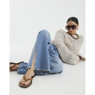 Petite Blue High Rise Flared Jeans