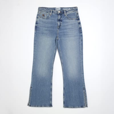 Petite Blue High Rise Flared Jeans