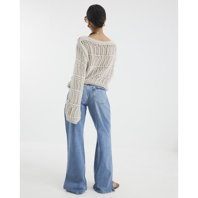 Petite Blue High Rise Flared Jeans