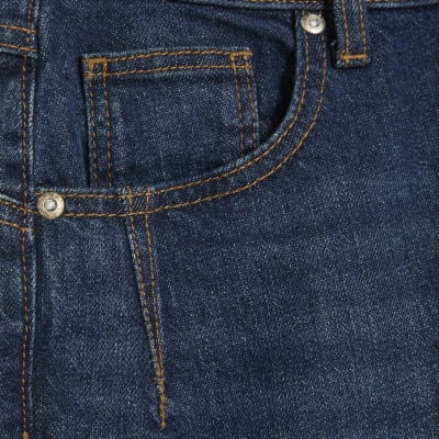 Petite Blue High Rise Mom Jeans