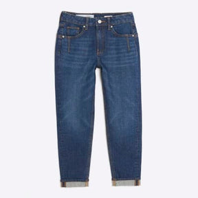 Petite Blue High Rise Mom Jeans
