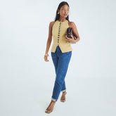 Petite Blue High Rise Mom Jeans