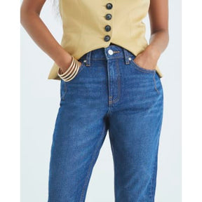 Petite Blue High Rise Mom Jeans