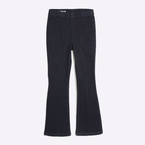 Petite Blue High Rise Pull On Flared Jeans
