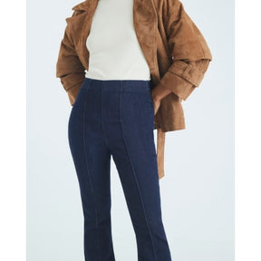 Petite Blue High Rise Pull On Flared Jeans