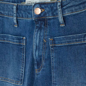 Petite Blue High Rise Relaxed Flare Jeans