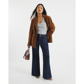 Petite Blue High Rise Relaxed Flare Jeans