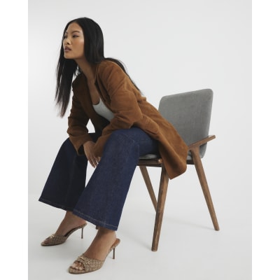Petite Blue High Rise Relaxed Flare Jeans
