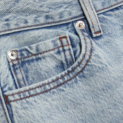 Petite Blue High Rise Relaxed Straight Jeans