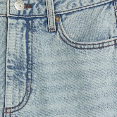 Petite Blue High Rise Relaxed Straight Jeans