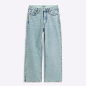 Petite Blue High Rise Relaxed Straight Jeans