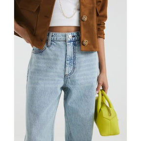 Petite Blue High Rise Relaxed Straight Jeans