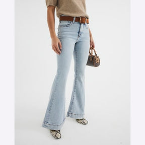 Petite blue high waisted flared jeans