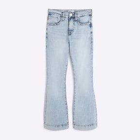 Petite blue high waisted flared jeans