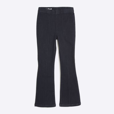 Petite Blue High Waisted Pull On Flared Jeans