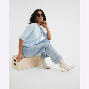 Petite Blue High Waisted Wide Leg Jeans