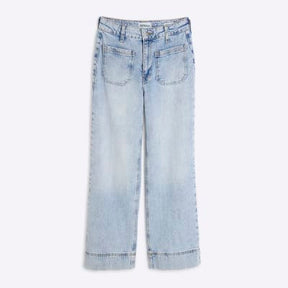 Petite Blue High Waisted Wide Leg Jeans