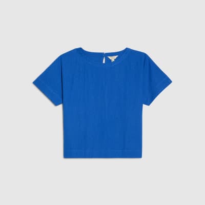 Petite Blue Linen Blend Top