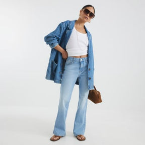 Petite Blue Mid Rise Bootcut Jeans