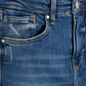 Petite blue mid rise flared jeans