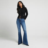 Petite blue mid rise flared jeans