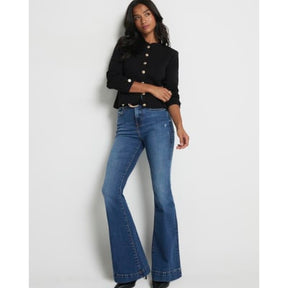 Petite blue mid rise flared jeans