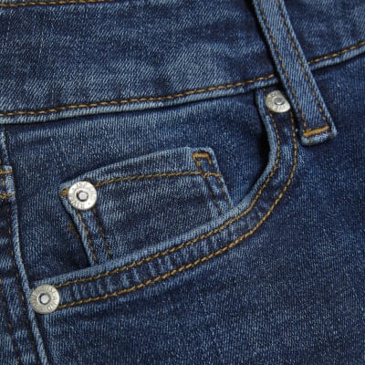 Petite Blue Mid Rise Flared Jeans