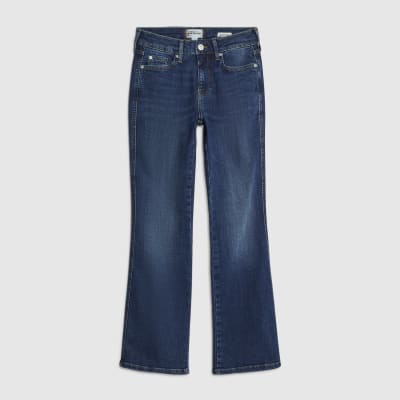 Petite Blue Mid Rise Flared Jeans