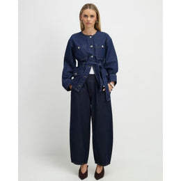 Petite Blue Pull On Barrel Jeans