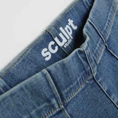 Petite Blue Pull On Flared Jeans