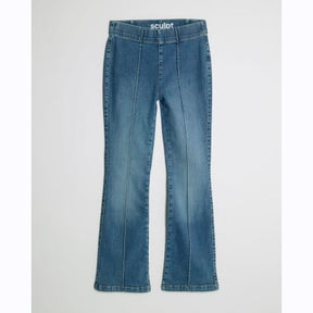 Petite Blue Pull On Flared Jeans