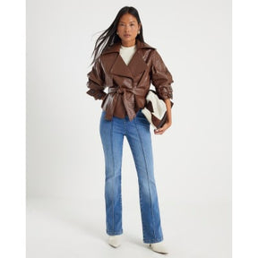 Petite Blue Pull On Flared Jeans