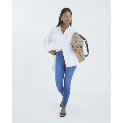 Petite Blue Pull On Sculpt Skinny Jeans