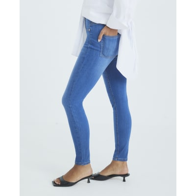 Petite Blue Pull On Sculpt Skinny Jeans
