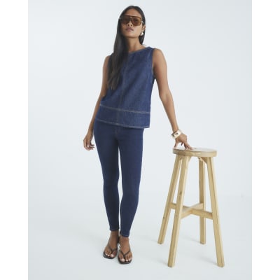 Petite Blue Pull on Skinny Sculpt Jeans