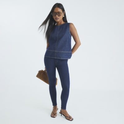 Petite Blue Pull on Skinny Sculpt Jeans