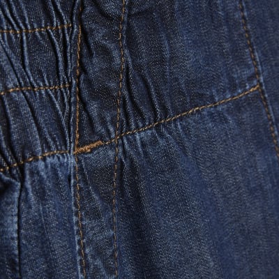 Petite Blue Pull On Wide Leg Jeans