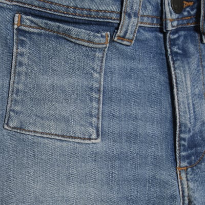 Petite Blue Relaxed Flare Jeans