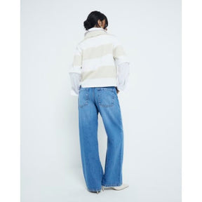 Petite blue relaxed straight fit jeans