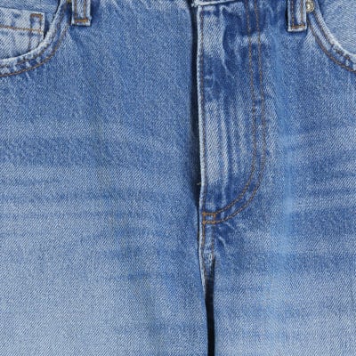 Petite blue relaxed straight fit jeans