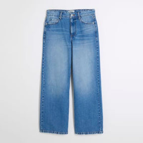 Petite blue relaxed straight fit jeans