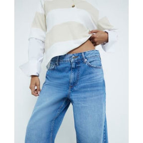 Petite blue relaxed straight fit jeans