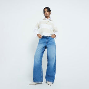 Petite blue relaxed straight fit jeans