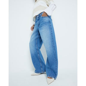 Petite blue relaxed straight fit jeans