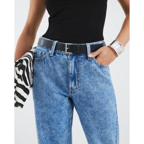 Petite Blue Relaxed Straight Leg Belted Jeans