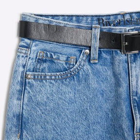 Petite Blue Relaxed Straight Leg Belted Jeans