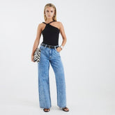 Petite Blue Relaxed Straight Leg Belted Jeans