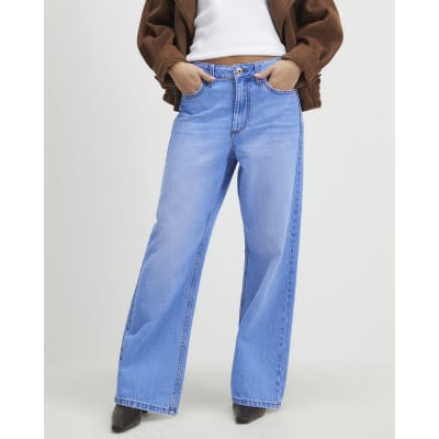 Petite Blue Relaxed Straight Leg Jeans